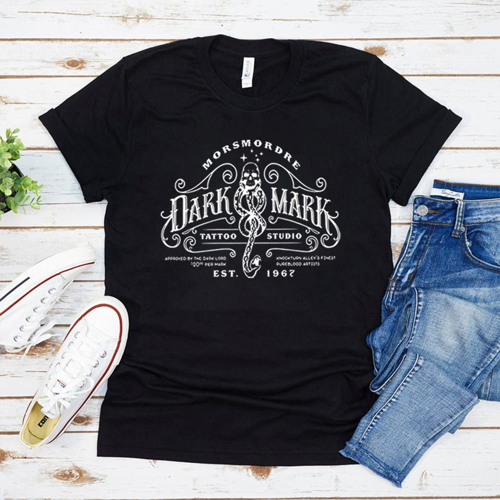 Harry Potter  Morsmordre Dark Mark Tattoo Studio T-Shirt - Nerd Alert