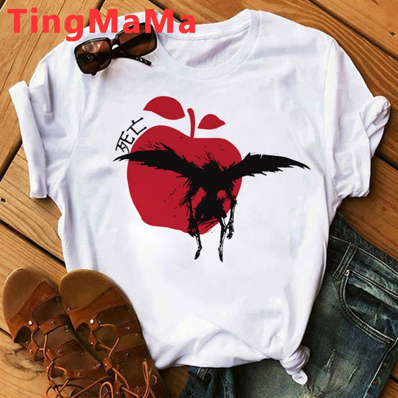 Death Note Ryuk Outline With Apple T-Shirt - Nerd Alert
